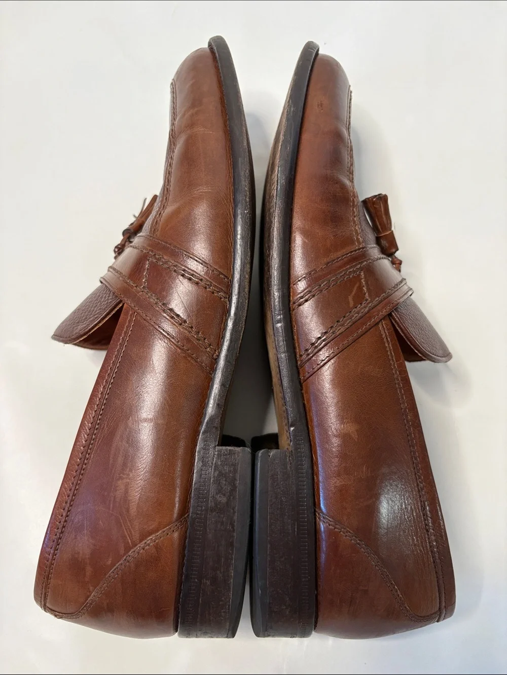 Bostonian Men's Chestnut Brown Leather Tassel Classic Slip On Italian Loafers 12